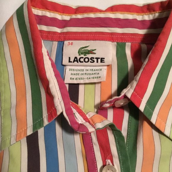 Vintage Lacoste Woman's Blouse Button Down Size 34EU Small US Flawless - Picture 4 of 9